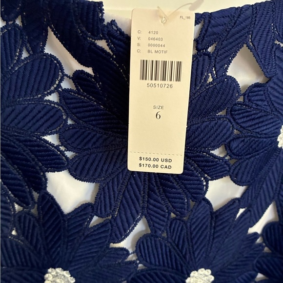 Hutch Anthropologie blue and white motif lace pencil skirt size 6 NWT - Picture 3 of 4